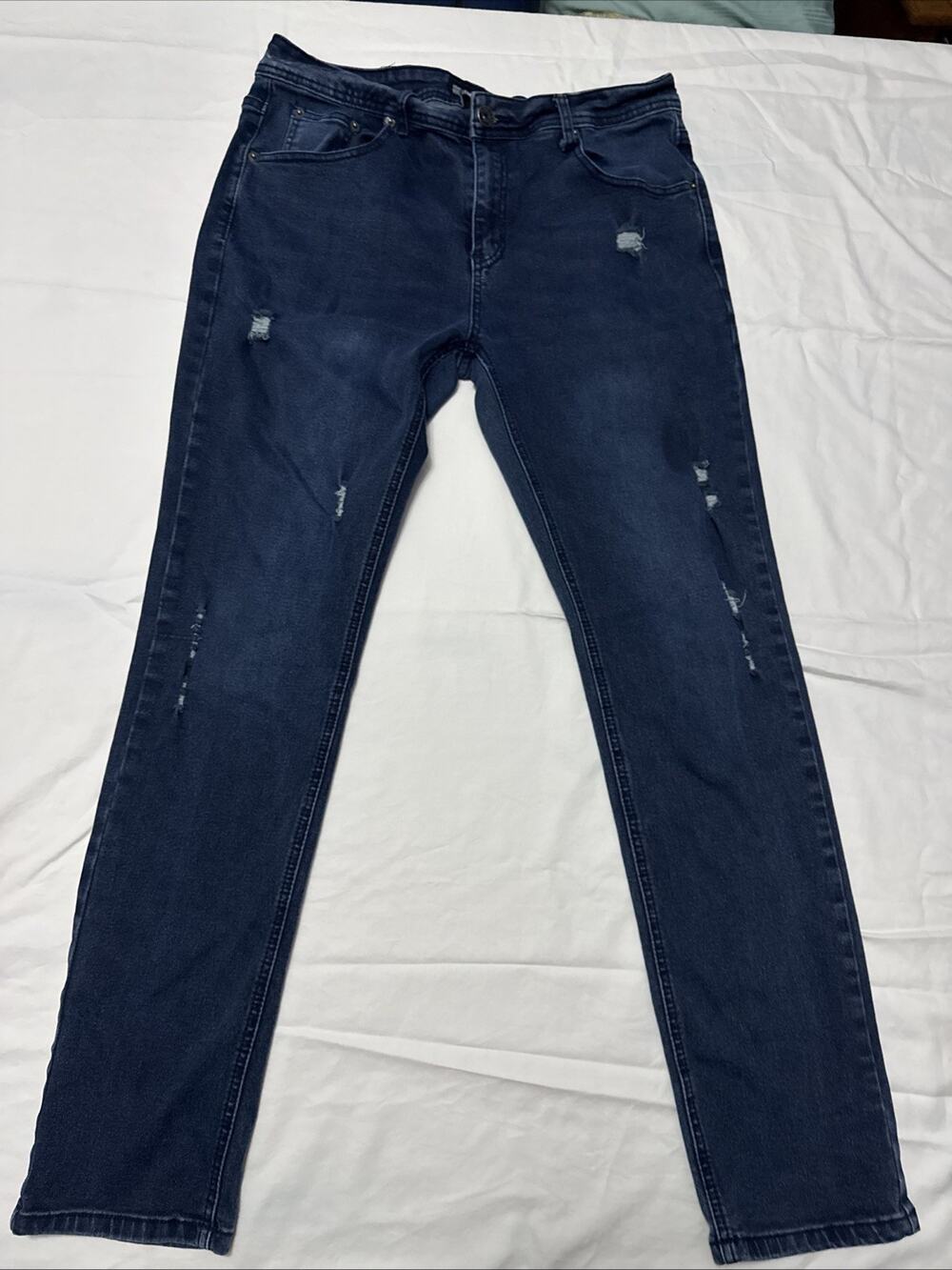 William Rast Hollywood Slim Taper Light Blue Jeans Denim Ripped Distressed 34x32